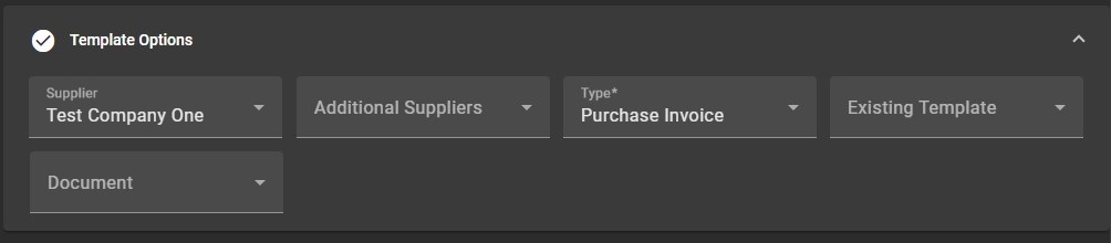Template Editor with template options showing supplier name