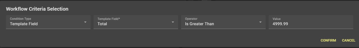 Template Field Selected and value has been filled in